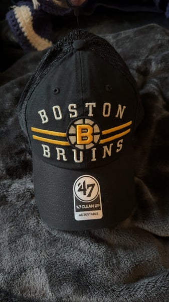 Men's '47 Black Boston Bruins Throwback Logo Clean Up