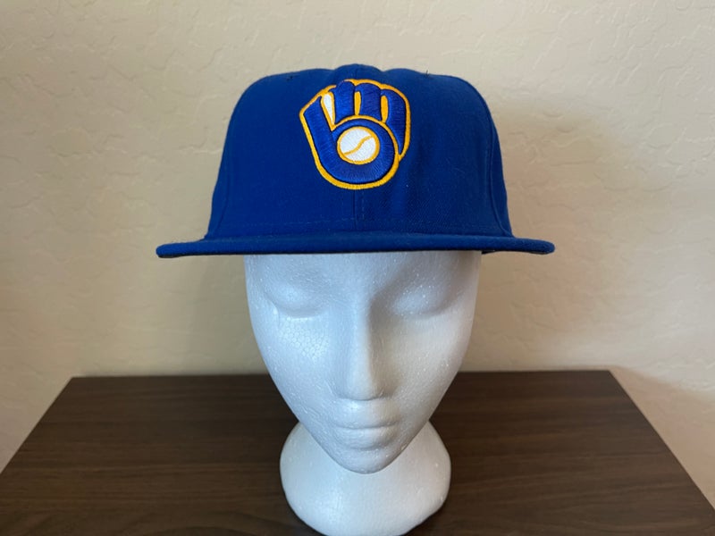 Vintage Milwaukee Brewers Fitted Hat New Era MLB Baseball Cap USA Size 7  1/2