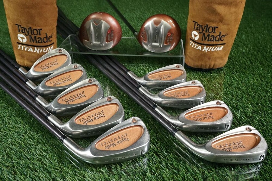 TAYLORMADE BURNER OVERSIZE CLUBS SET 3W,5W,3-P+S W/ BUBBLE STIFF GRAPHITE SHAFTS