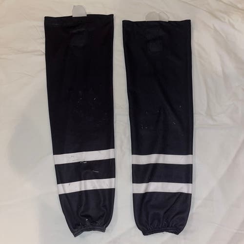 Lightly Used Senior K1 Pairs of Socks - Black with White Stripes