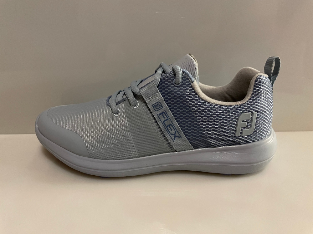 New FootJoy FJ Flex Blue/Grey Spikeless Golf Shoes - Womens Size 6
