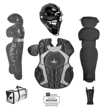 All Star Players Series Youth Catchers Box Set Fits Ages 9-12 BLACK MEETS NOCSAE