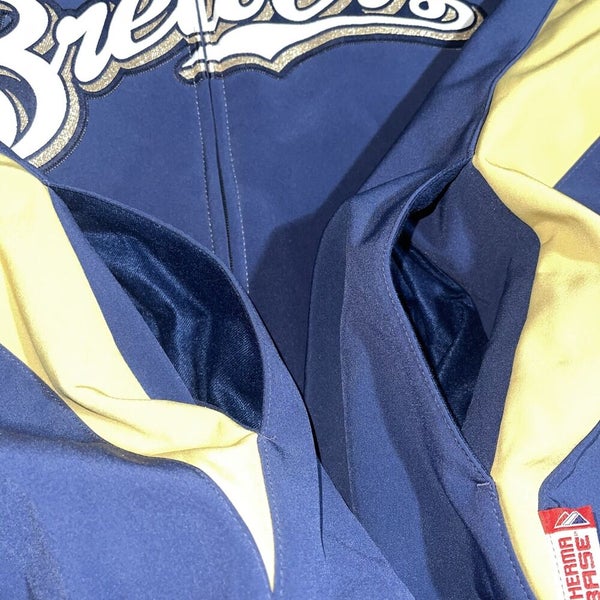 Milwaukee Brewers Majestic Throwback Jersey Sz M Blue MLB Cooperstown  Collection