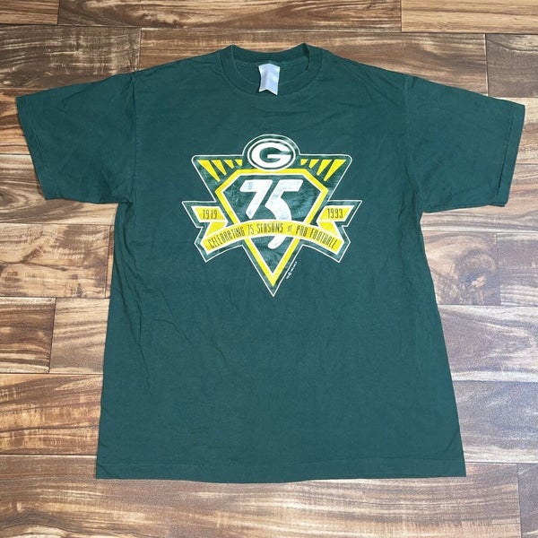 VTG 1993 Green Bay Packers NFL Football 75th Anniversary T-Shirt USA Made L