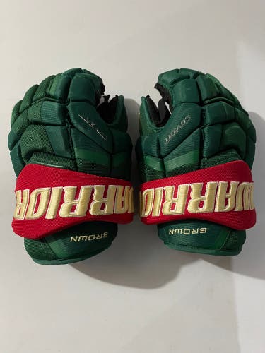 Used Warrior 14" Pro Stock Covert QRL Pro Gloves With Floating Cuff Minnesota Wild Brown
