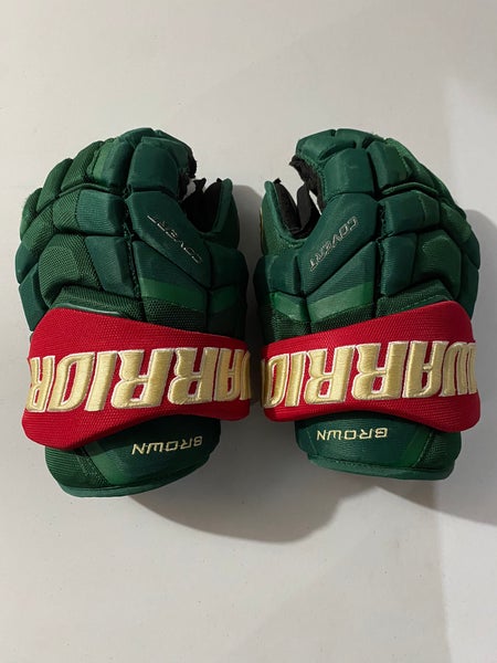 Used Warrior 14" Pro Stock Covert QRL Pro Gloves With Floating Cuff Minnesota Wild Brown