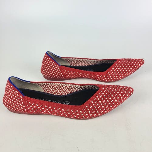 Rothy's Red Apple Honeycomb Textile Pointed Toe Casual Slip On Flats Size 7