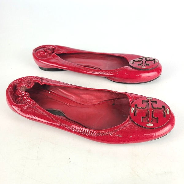 Tory Burch Reva Ballet Flats Shoes Red Patent Leather Women's Size: 9 M |  SidelineSwap
