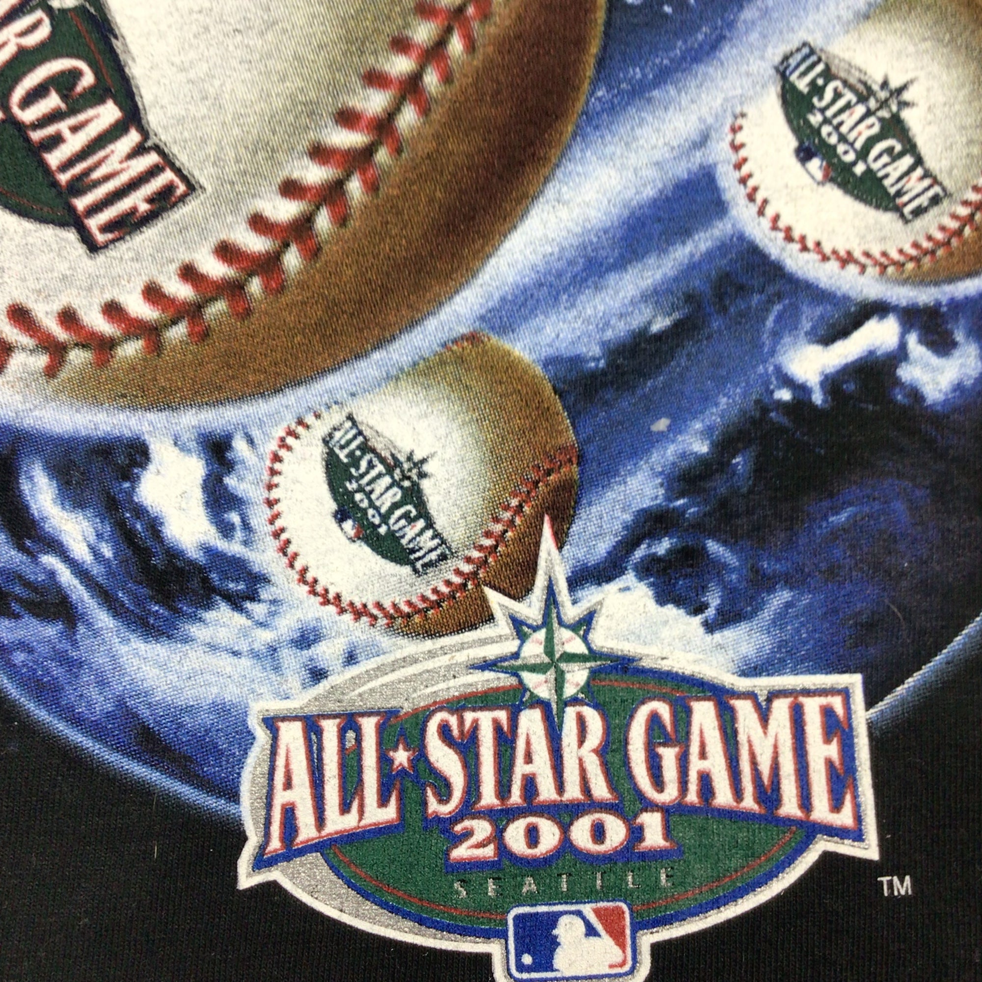 Vintage MLB Seattle Mariners all-star game 2001 T-shirt. Large front  graphic.Deadstock