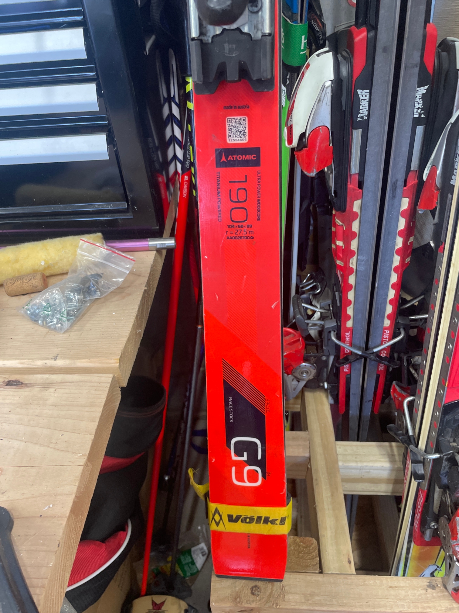 Used Unisex 2019 Atomic 190 cm 27r Racing Redster G9 Skis With Bindings Max Din 16