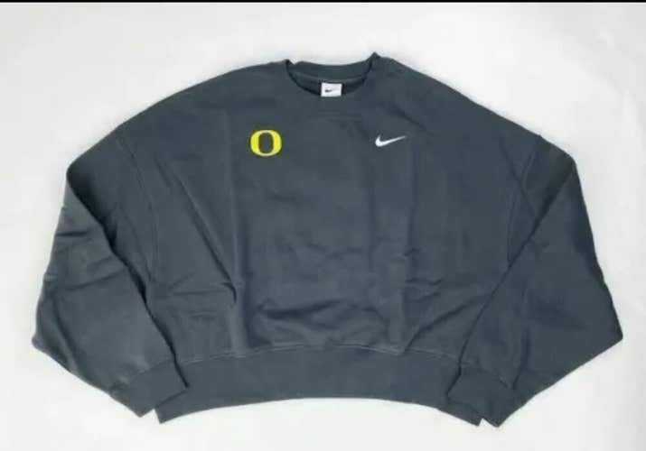 Nike Team Oregon Ducks Fleece Trend Crew Sweatshirt Women's Medium Gray DJ8525