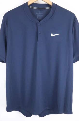 Nike Court Dri-FIT Dry Blade Size S Tennis Golf Polo #CW6288 451 Navy Blue