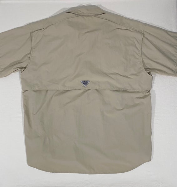 Columbia PFG Men Size 2XL Khaki Button Up Vented Lined Long Sleeve