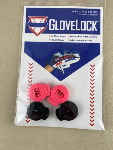 New Flamingo Pink and Black Glove Locks Keep Baseball Glove Laces Tight Free Shipping USA Only