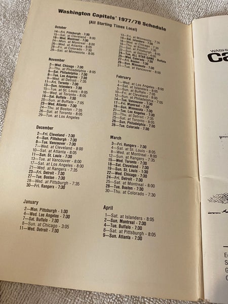 Washington Capitals NHL Vintage 1977 - 1978 Media Guide Program