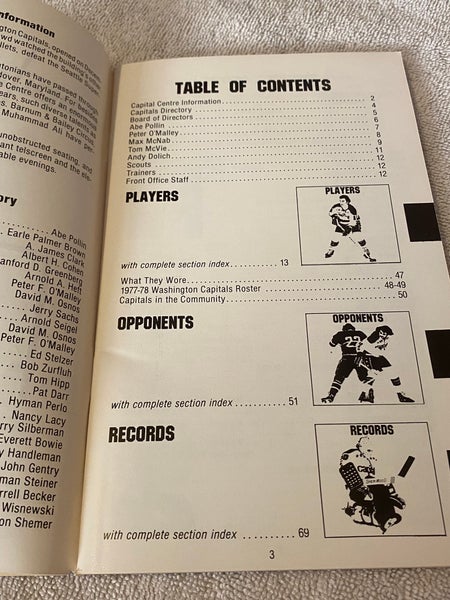 Washington Capitals NHL Vintage 1977 - 1978 Media Guide Program