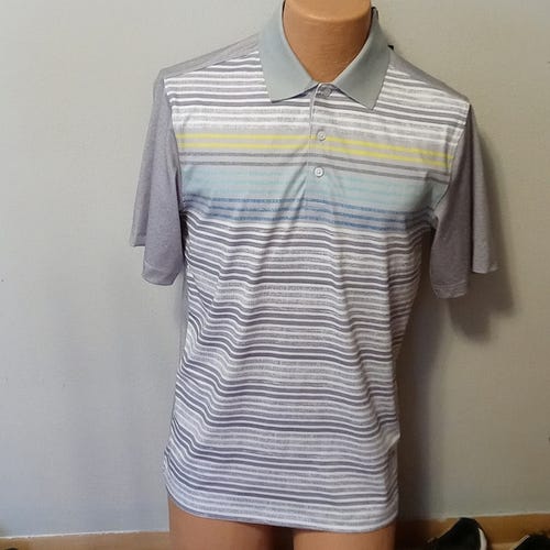 NWT WALTER HAGEN PERFECT 11 SCATTERED STRIPED POLO MENS S GOLF SHIRT QUICK DRY