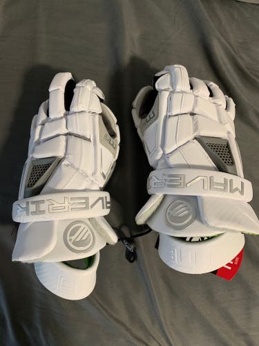 Brand New White Maverik 13" M5 Lacrosse Gloves