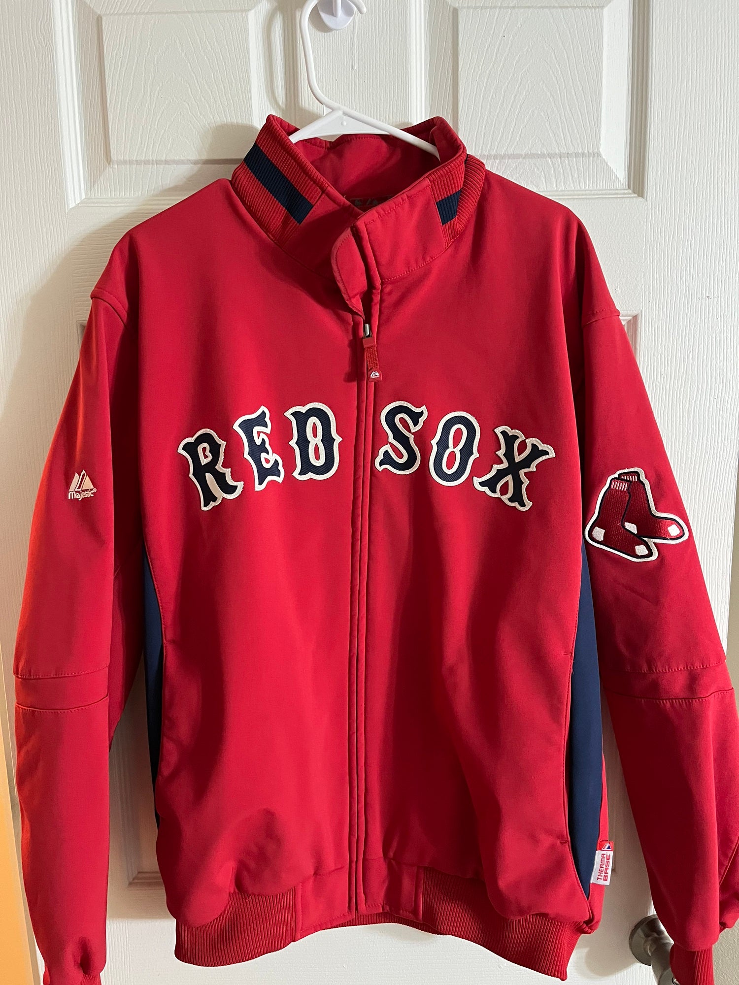 Boston Red Sox Jacket Men Large Coat MLB Baseball Majestic Warm Up