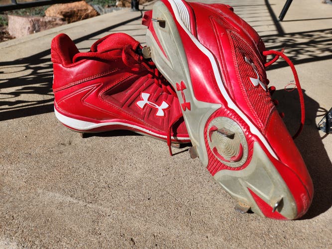 Red Used Adult Men's Size 11.5 Metal Under Armour Low Top