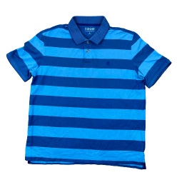 Izod Advantage Polo Solid Blue Striped Short Sleeve Golf Polo Men's M