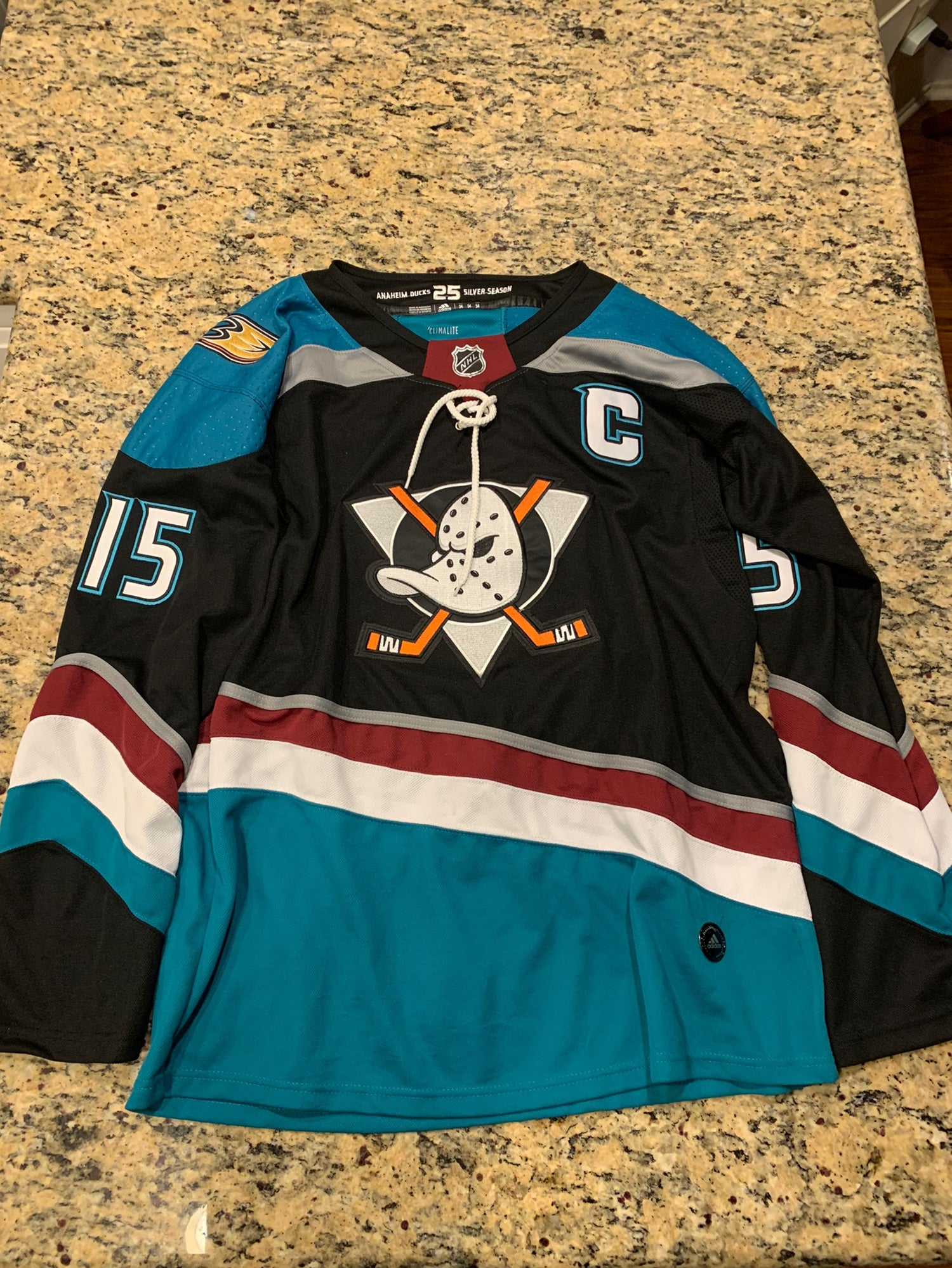 Anaheim Ducks 25th Anniversary Edition Jersey Size 54