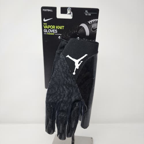 Nike Football Gloves Mens Extra Large Triple Black Jordan Vapor Knit 3.0