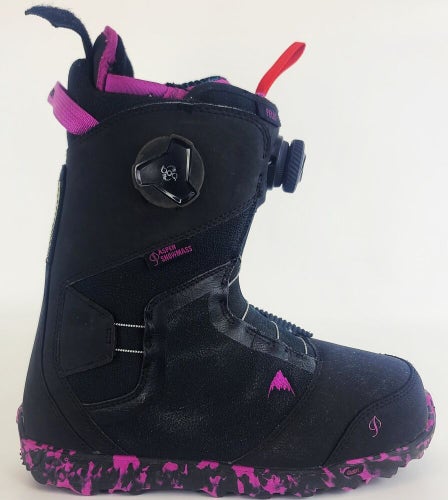 Used $420 Women's HIGH END Burton Felix Boa Snowboard Boots RARE Black/Purple