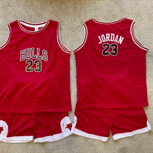 Youth Kids Jordan Basketball Uniform - Jersey & Shorts - Bulls - Boys 2T-4T, 5-10 - Red