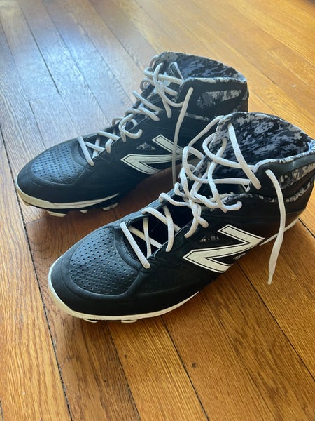 Black Used Adult Men's Size 14 (Women's 15) Molded Cleats New Balance High Top 4040