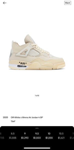 Air Jordan 4 Off White Sail Wmns 11 Men's 9.5 Brand New