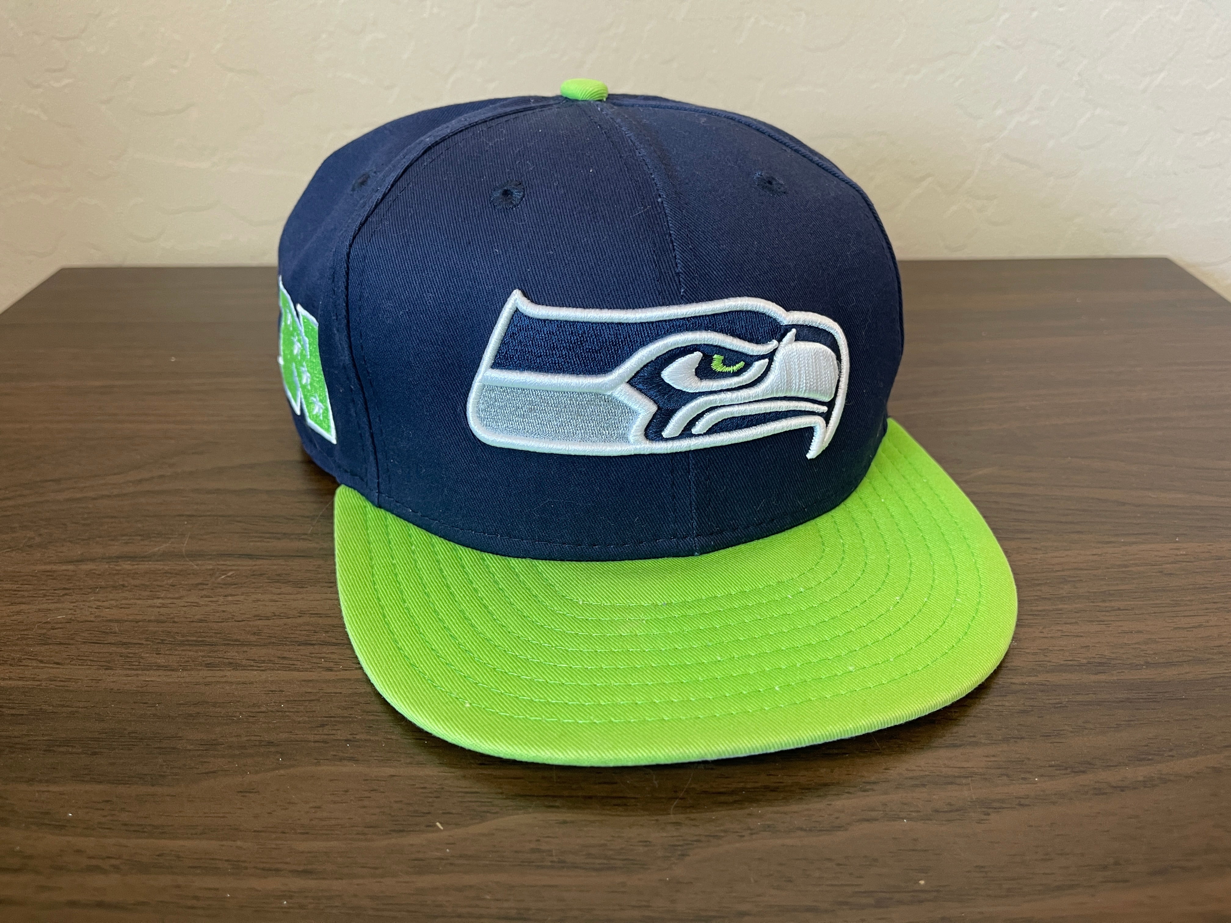 Seattle Seahawks New Era 59Fifty Big Shadow Logo Fitted Cap Hat Mens Size 6  7/8