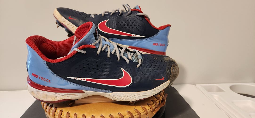 Nike CUSTOM Blue Red and Light Blue Size 12.5 Number 44 on Back