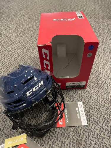 CCM Navy Tacks 710 Small Helmet Combo