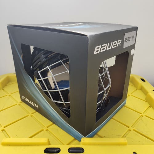 Two New Medium Bauer 4500 Helmet Combos - 1 Black, 1 White