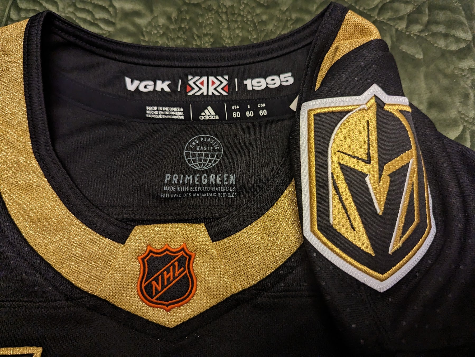 Vegas Knights Primegreen Authentic Adidas Gold Jersey