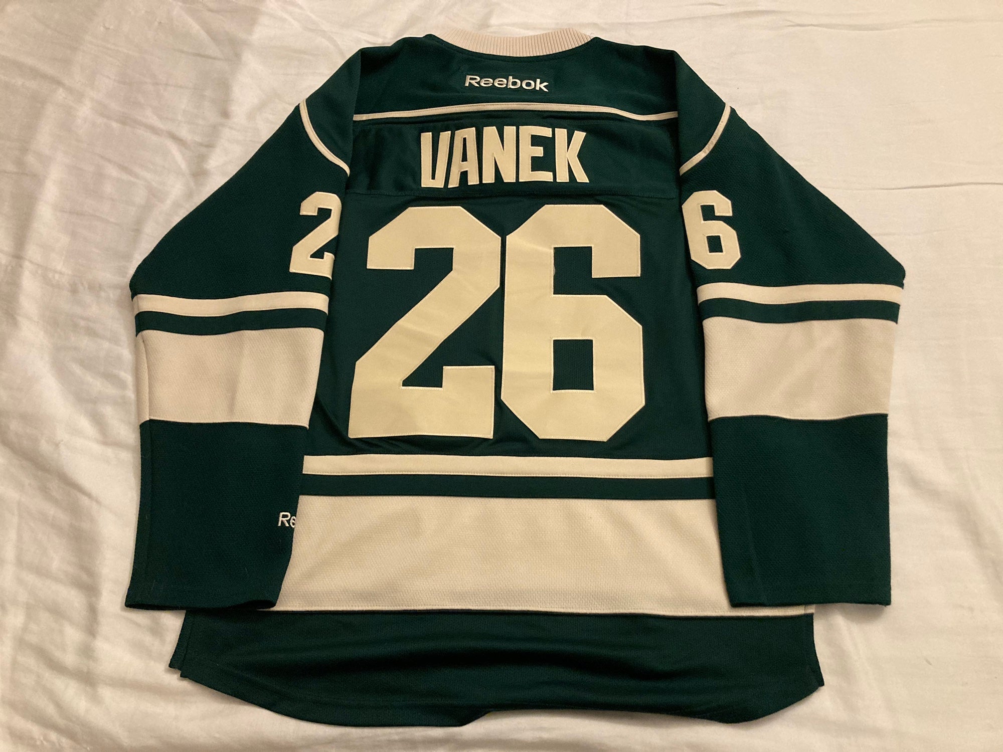 Mens Reebok Minnesota Wild 26 Thomas Vanek Premier Green Third NHL Jersey