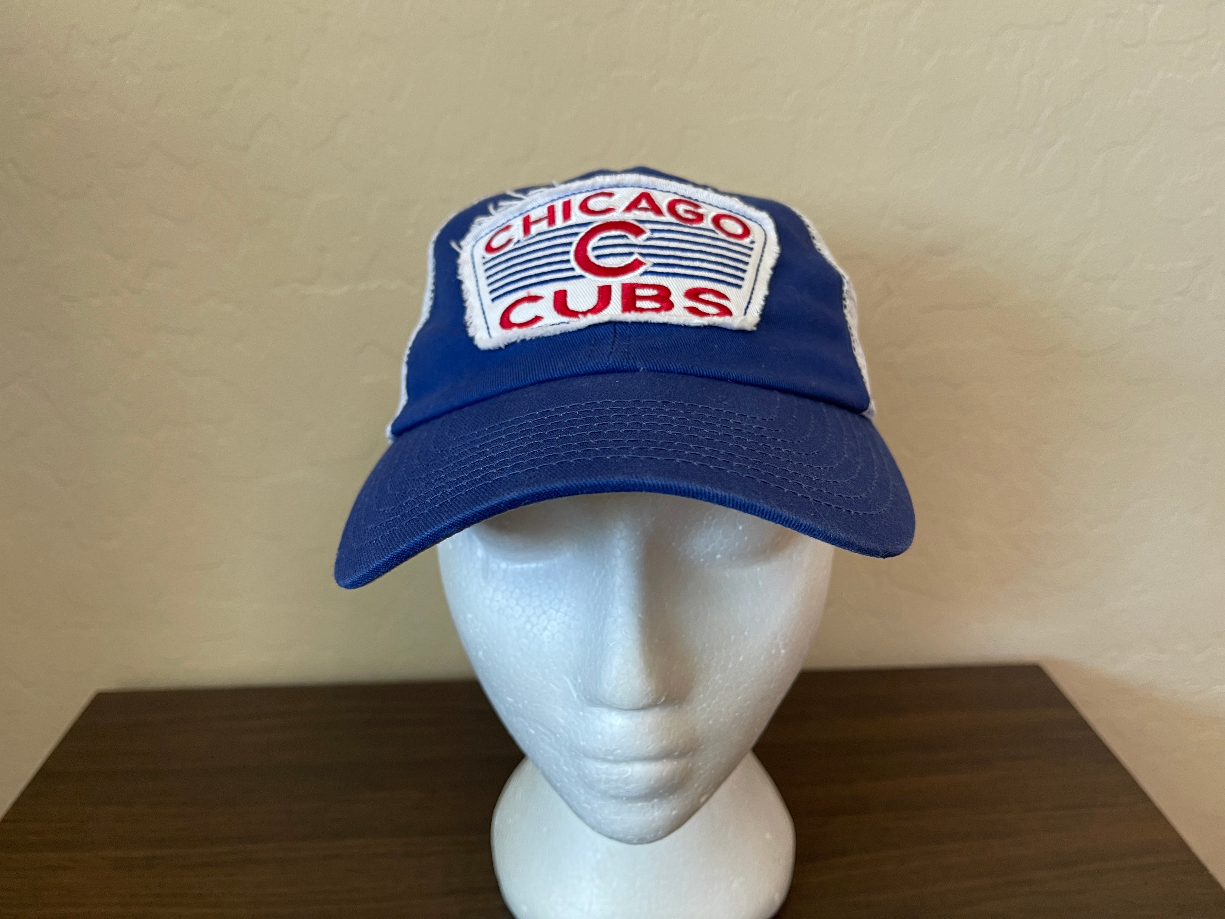 Vintage Chicago Cubs Snapback Trucker Blue Cap Green Brim Hat Adjustable