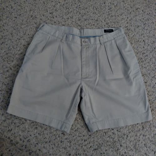 Polo Ralph Lauren Men Classic Fit Pleated Khaki Chino Shorts Sz 38