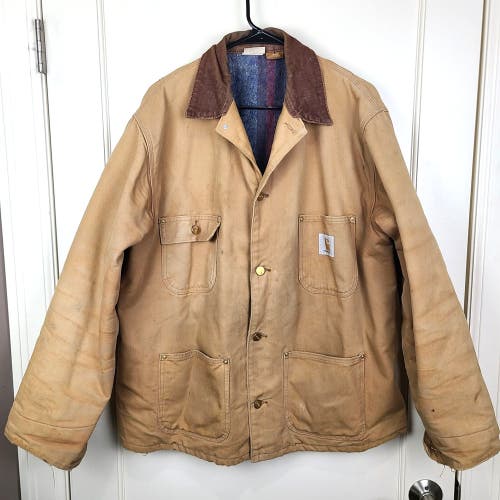 Vintage Carhartt Jacket Mens Brown Blanket Lined Chore Coat Detroit Size: XL