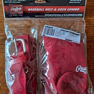 New Rawlings youth belt and sock combo size small Red