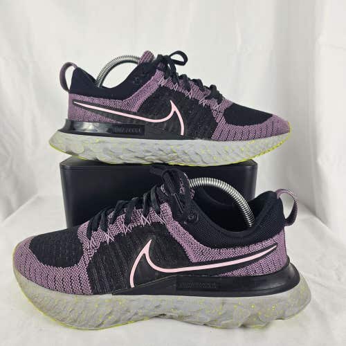 Women's Nike React Infinity Flyknit Purple/Black Running Shoes CT2423-500 Sz 9.5