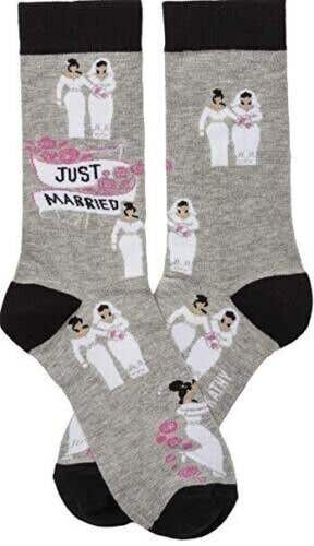 Two Brides - Just Married Lol Socks