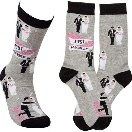 Mr. & Mrs. Just Married LOL Socks - Bride & Groom