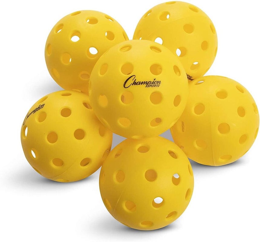 Champion Sports Official Size, OUTDOOR Recreational Pickleballs: 6 Pack