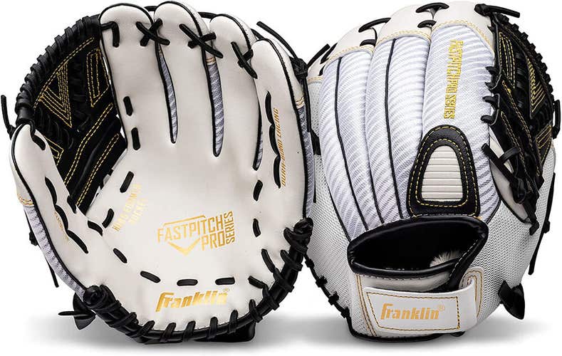 Franklin Fastpitch Pro Series 12.5" Softball Glove, White/Black, RHT