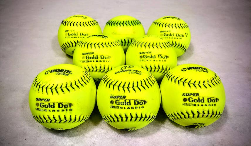 (8)12" Worth[ShippedFastToDay]Super Gold Dot Softballs