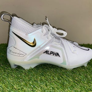Nike Alpha Menace Pro 3 White Black Gold Football Cleats CT6649-105 Mens 13 NEW