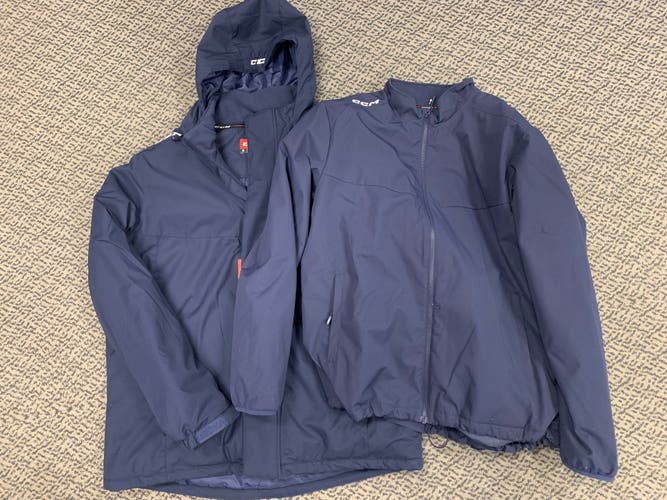 2-Pack CCM Jackets (1 Heavyweight & 1 Midweight) Navy Blue Adult XL