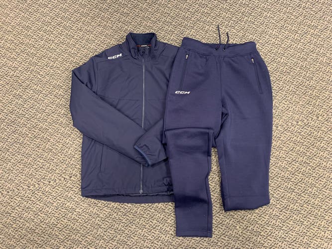 CCM Navy Midweight Jacket & Tapered Locker Pant Adult Medium